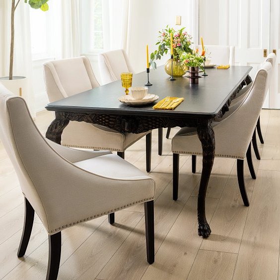 Modern kitchen with light wood look luxury vinyl plank flooring